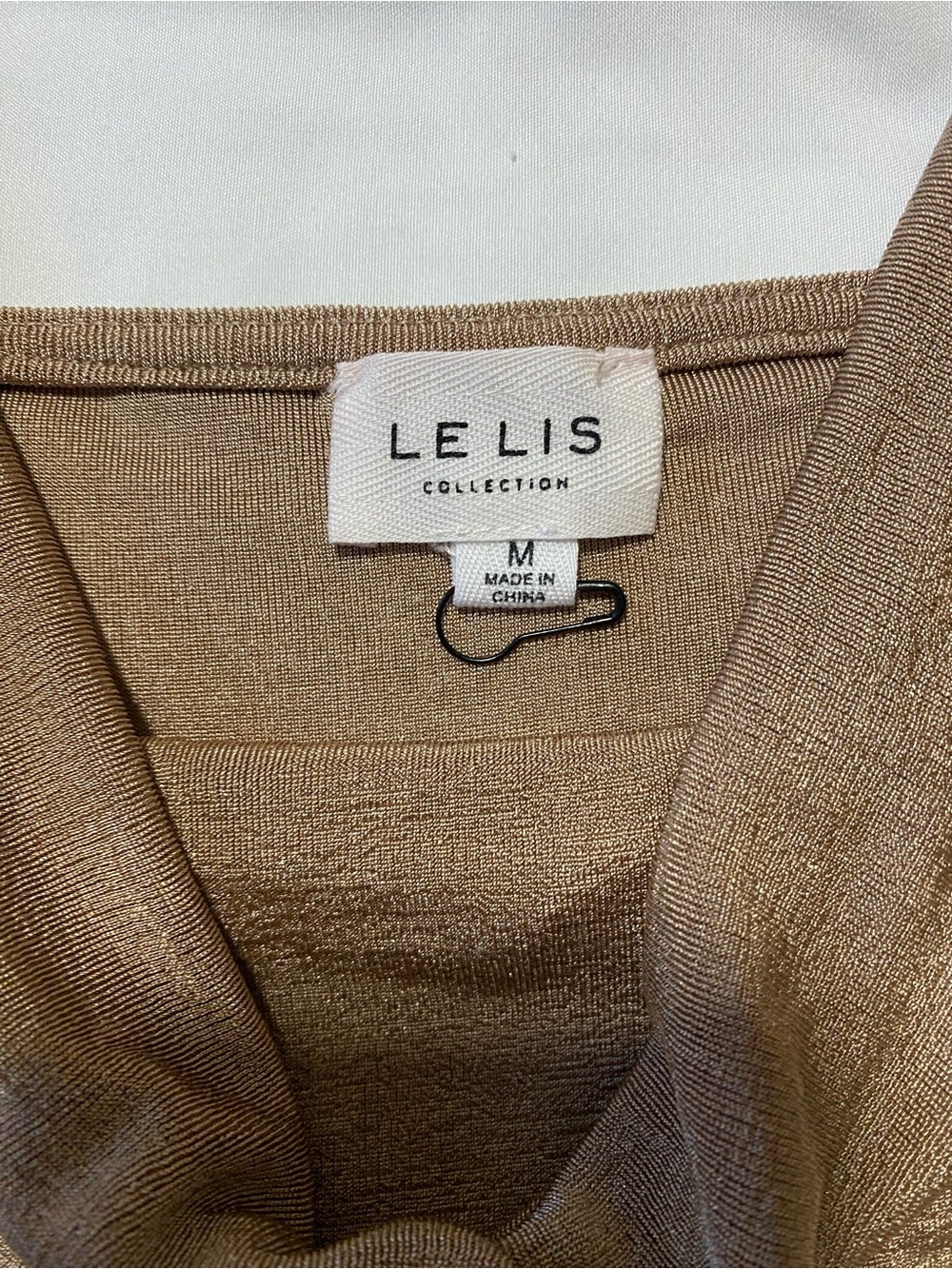 Le Lis Olive Shimmery Cowl Neck Crop Tank - Picture 5 of 6
